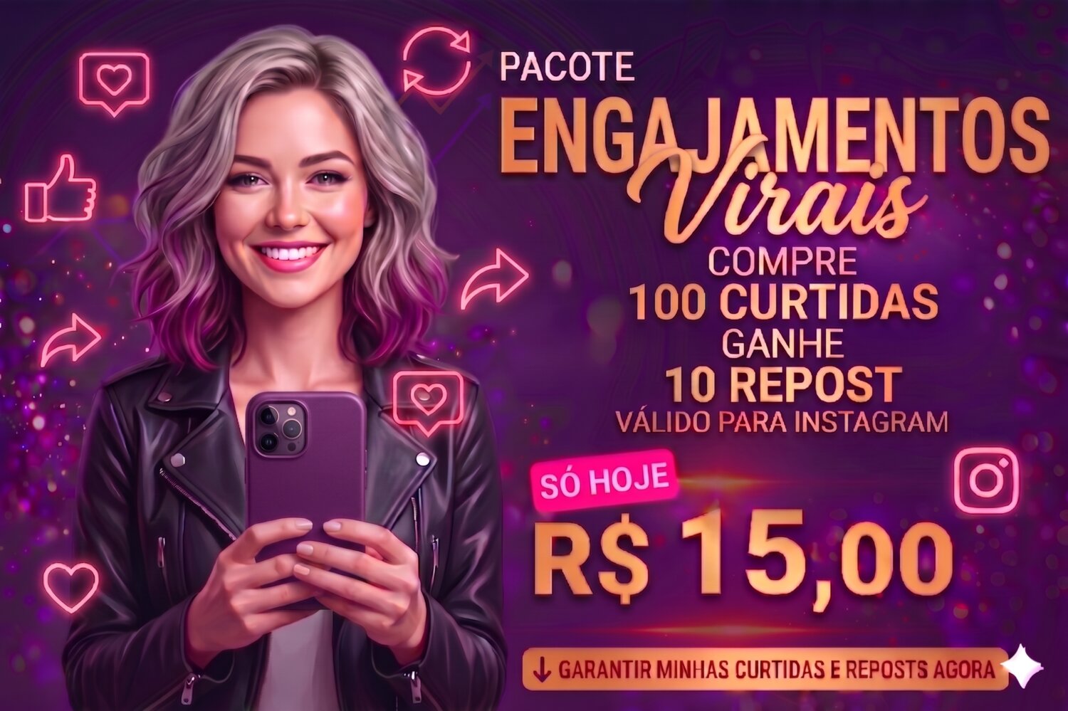 Pacote Respost Viral + 10 repost por R$ 15